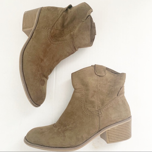Merona Shoes - Merona Faux Suede Brown Ankle Booties